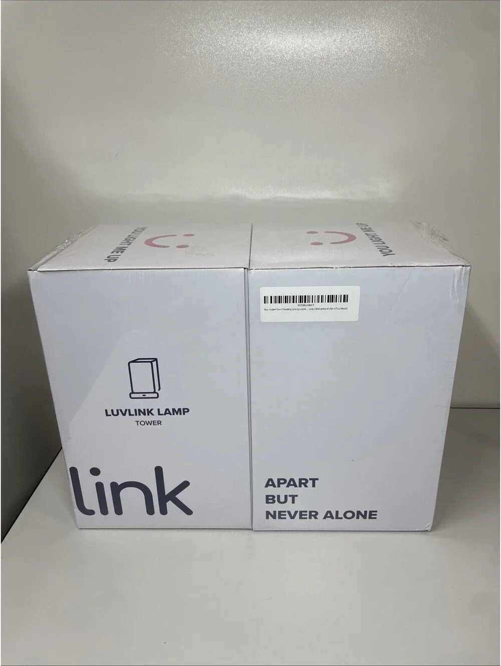 LuvLink Tower Friendship Lamp v2 Extended WiFi Range - Wood & Glass, Set Of 2